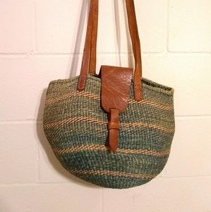 Vintage Kenya Bag Sisal Woven Straw Tote